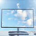 Desk and monitor outline showing cloud behind