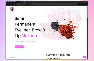 Home page from Pretty Perfect cosmetics website